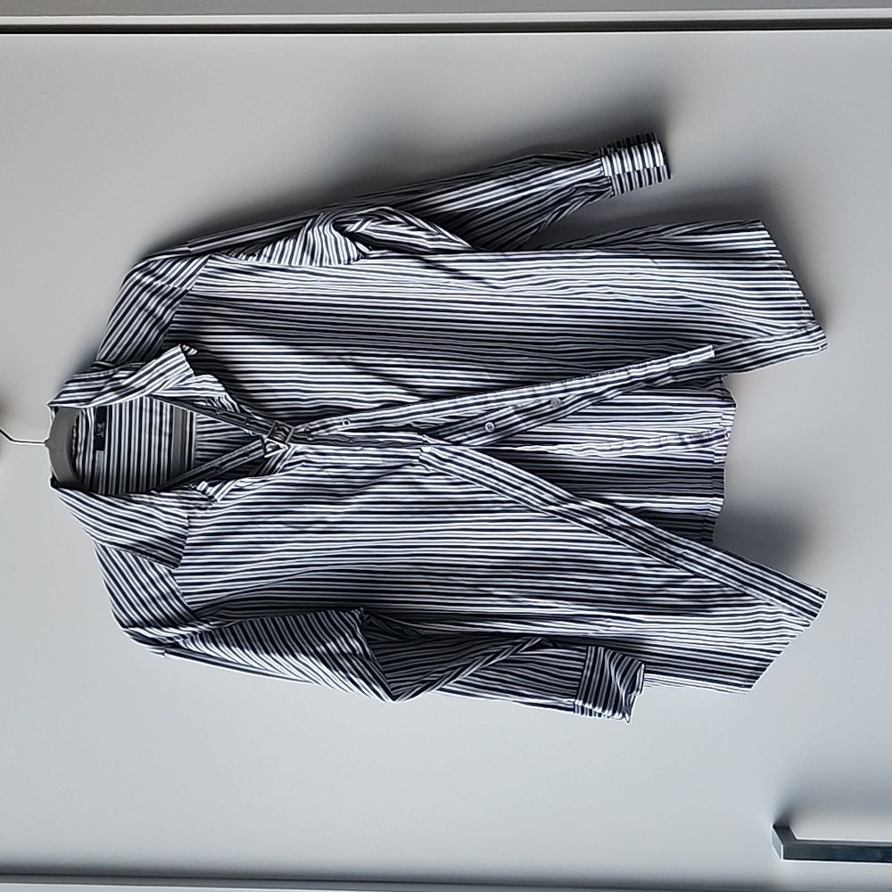 Une Made in Italy Double Strap Neck Oversized Half Open Front Blouse Shirt